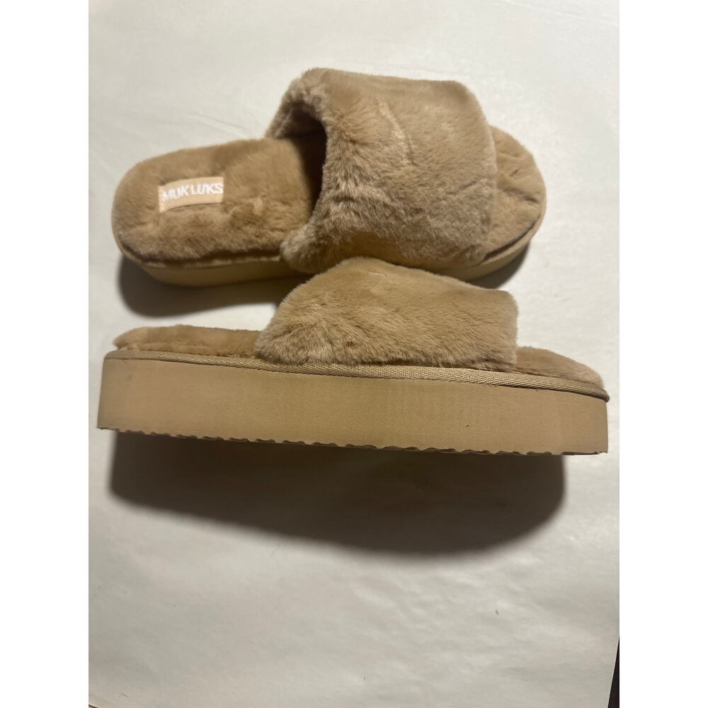 Muk Luks Platform Slippers M 7/8 Kirstey Comfy Slide - Picture 2 of 3